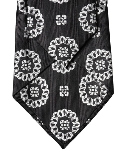 Corbata de seda floral en blanco y negro ajustable para mujer Dolce & Gabbana