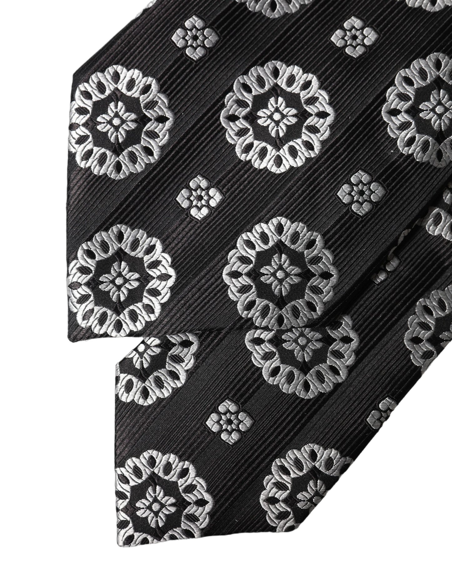 Corbata de seda floral en blanco y negro ajustable para mujer Dolce & Gabbana