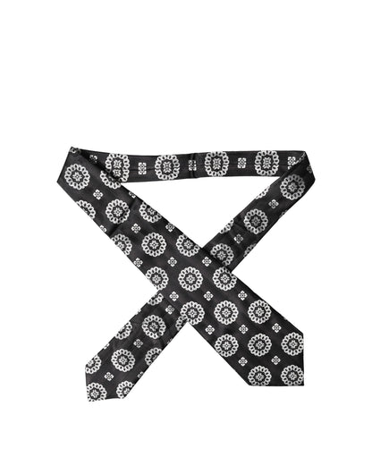 Corbata de seda floral en blanco y negro ajustable para mujer Dolce & Gabbana