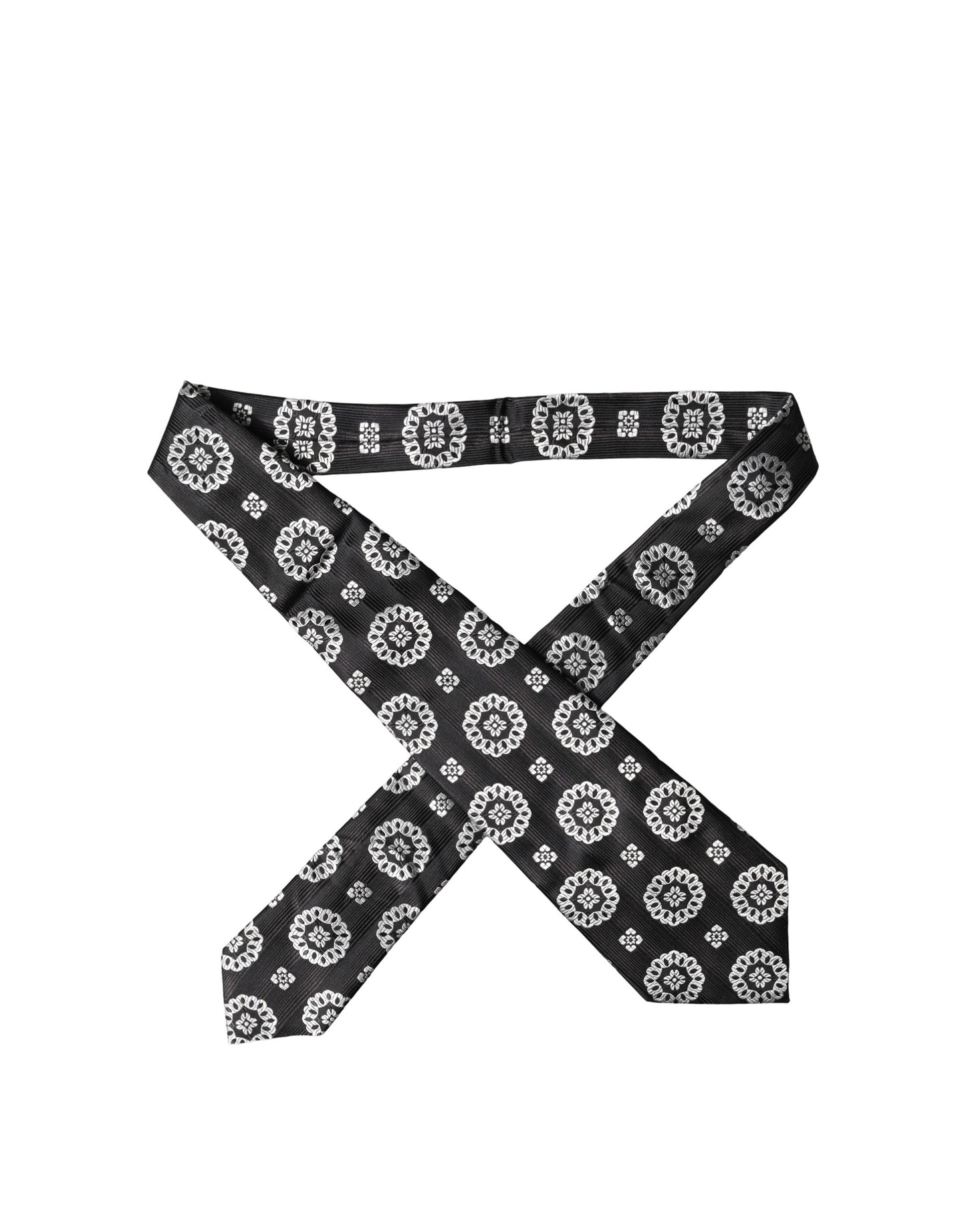 Corbata de seda floral en blanco y negro ajustable para mujer Dolce & Gabbana