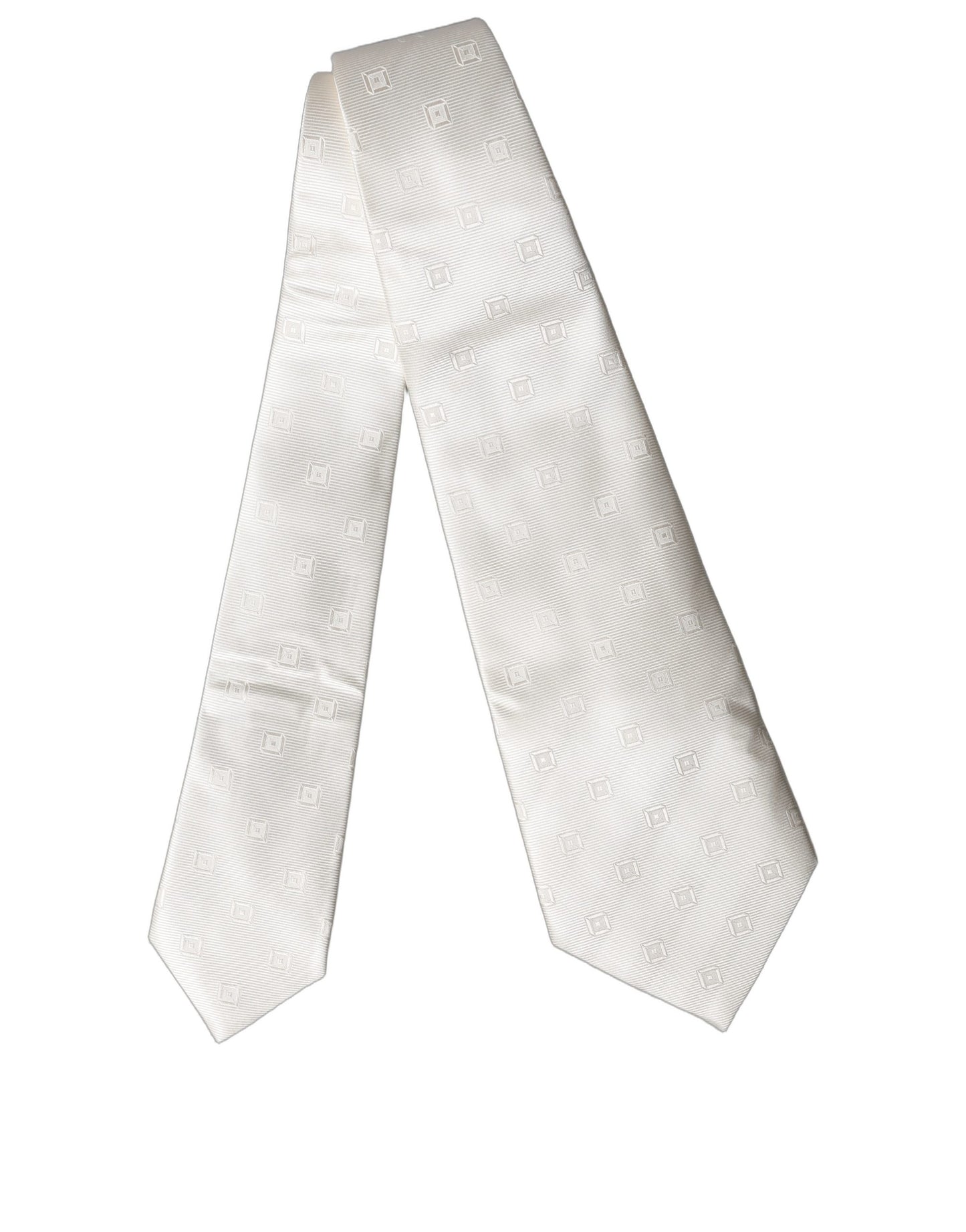Corbata ajustable de seda geométrica blanca roto de Dolce & Gabbana para mujer