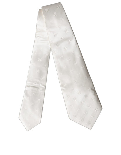 Corbata ajustable de seda geométrica blanca roto de Dolce & Gabbana para mujer