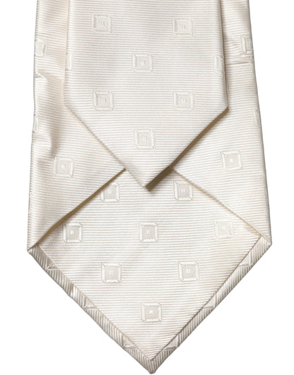 Corbata ajustable de seda geométrica blanca roto de Dolce & Gabbana para mujer