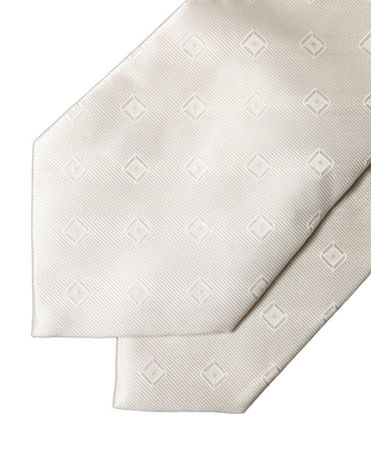 Corbata ajustable de seda geométrica blanca roto de Dolce & Gabbana para mujer