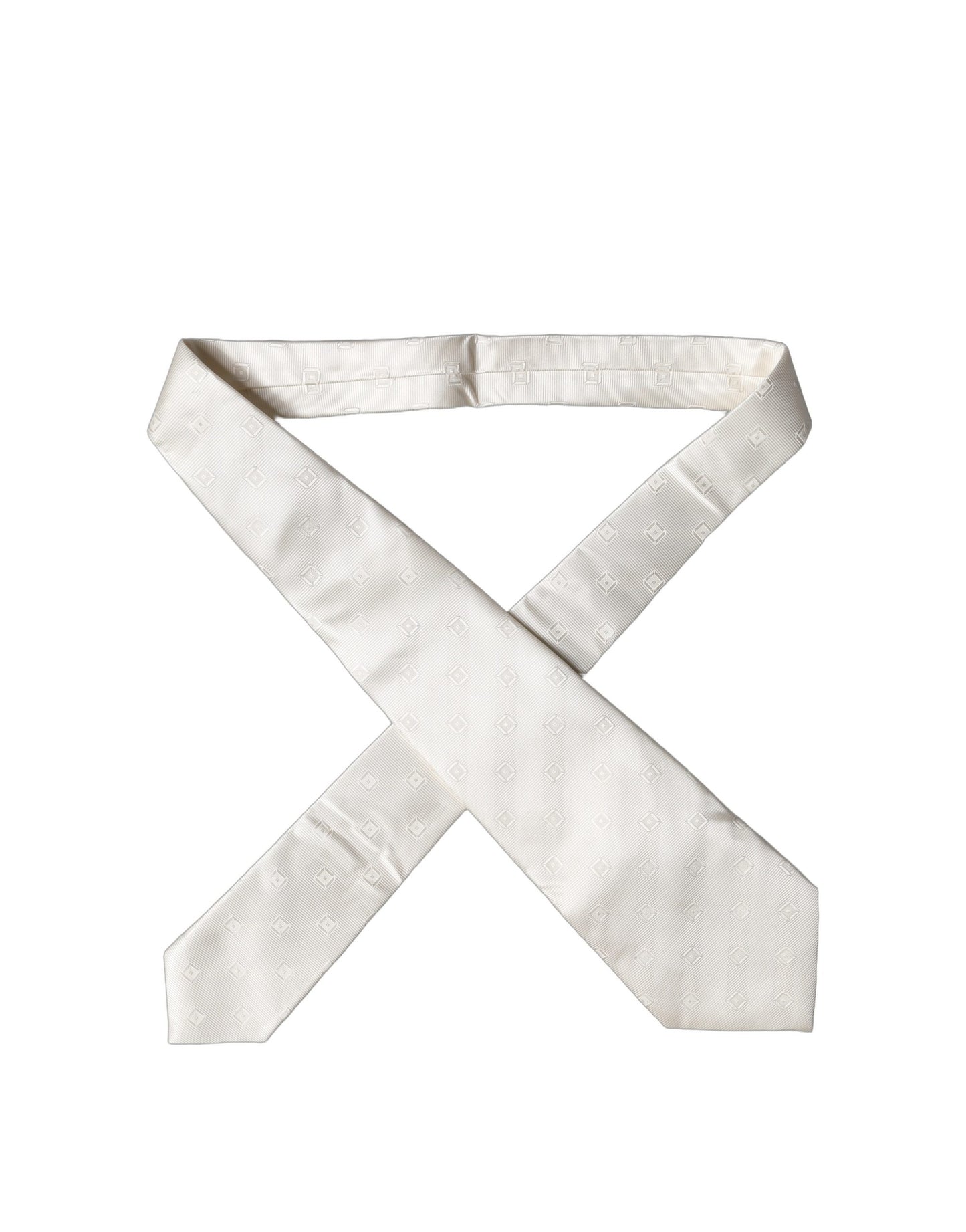Corbata ajustable de seda geométrica blanca roto de Dolce & Gabbana para mujer