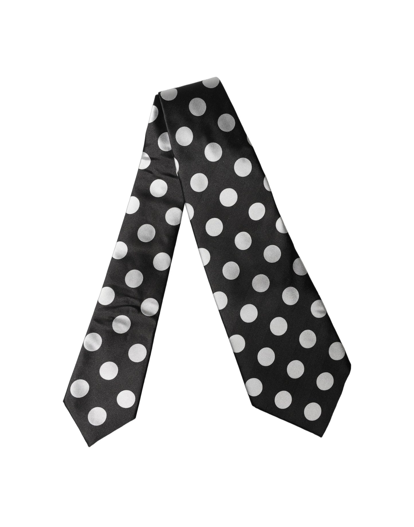 Corbata de seda ajustable Dolce & Gabbana de lunares negros y blancos para mujer