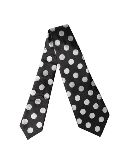 Corbata de seda ajustable Dolce & Gabbana de lunares negros y blancos para mujer
