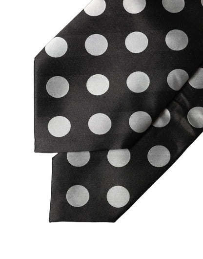 Corbata de seda ajustable Dolce & Gabbana de lunares negros y blancos para mujer