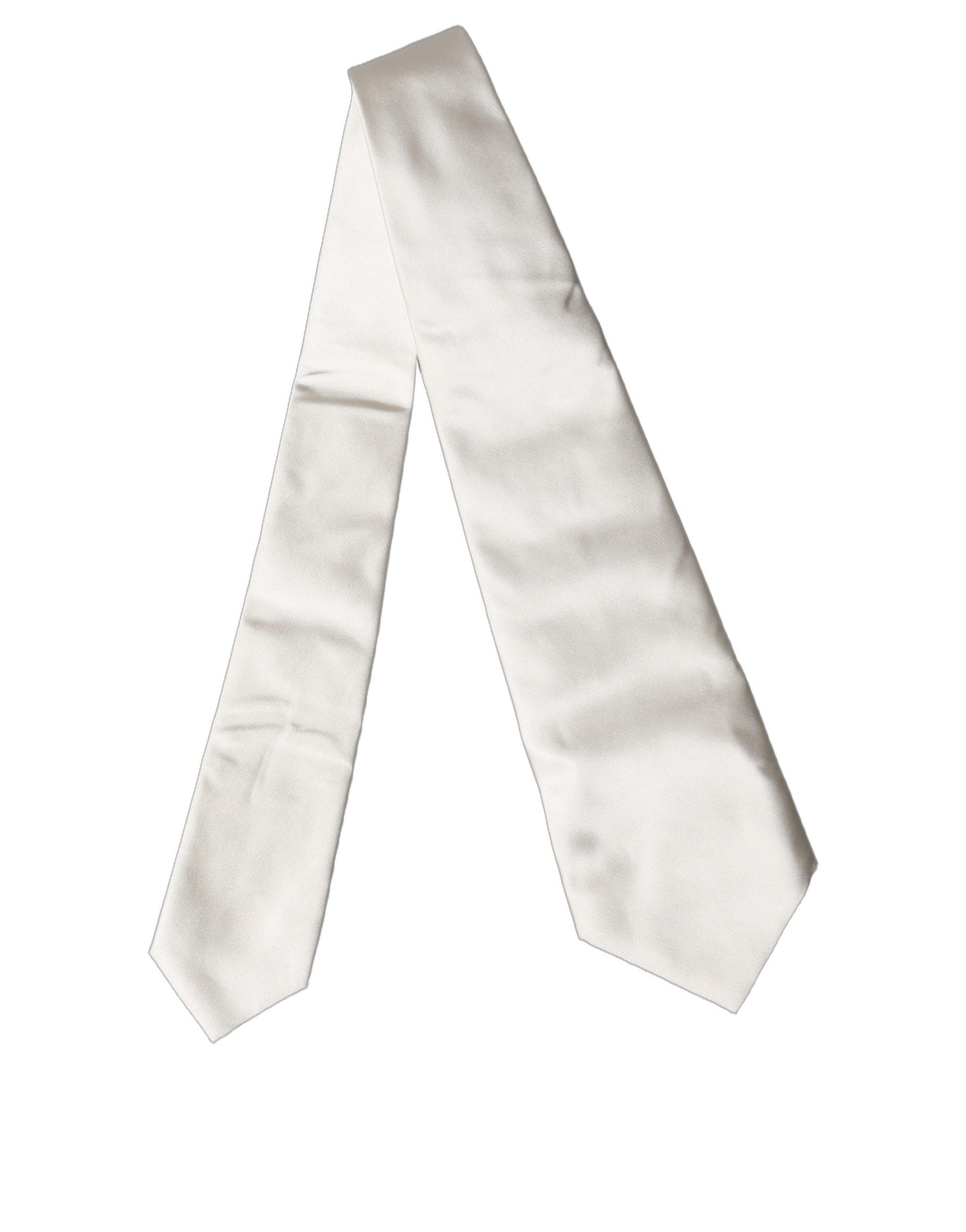 Corbata ajustable de seda lisa blanco roto para mujer Dolce & Gabbana