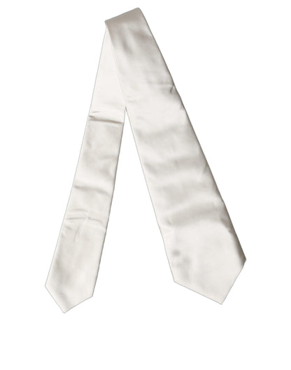 Corbata ajustable de seda lisa blanco roto para mujer Dolce & Gabbana