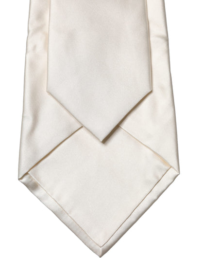 Corbata ajustable de seda lisa blanco roto para mujer Dolce & Gabbana