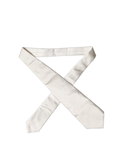 Corbata ajustable de seda lisa blanco roto para mujer Dolce & Gabbana