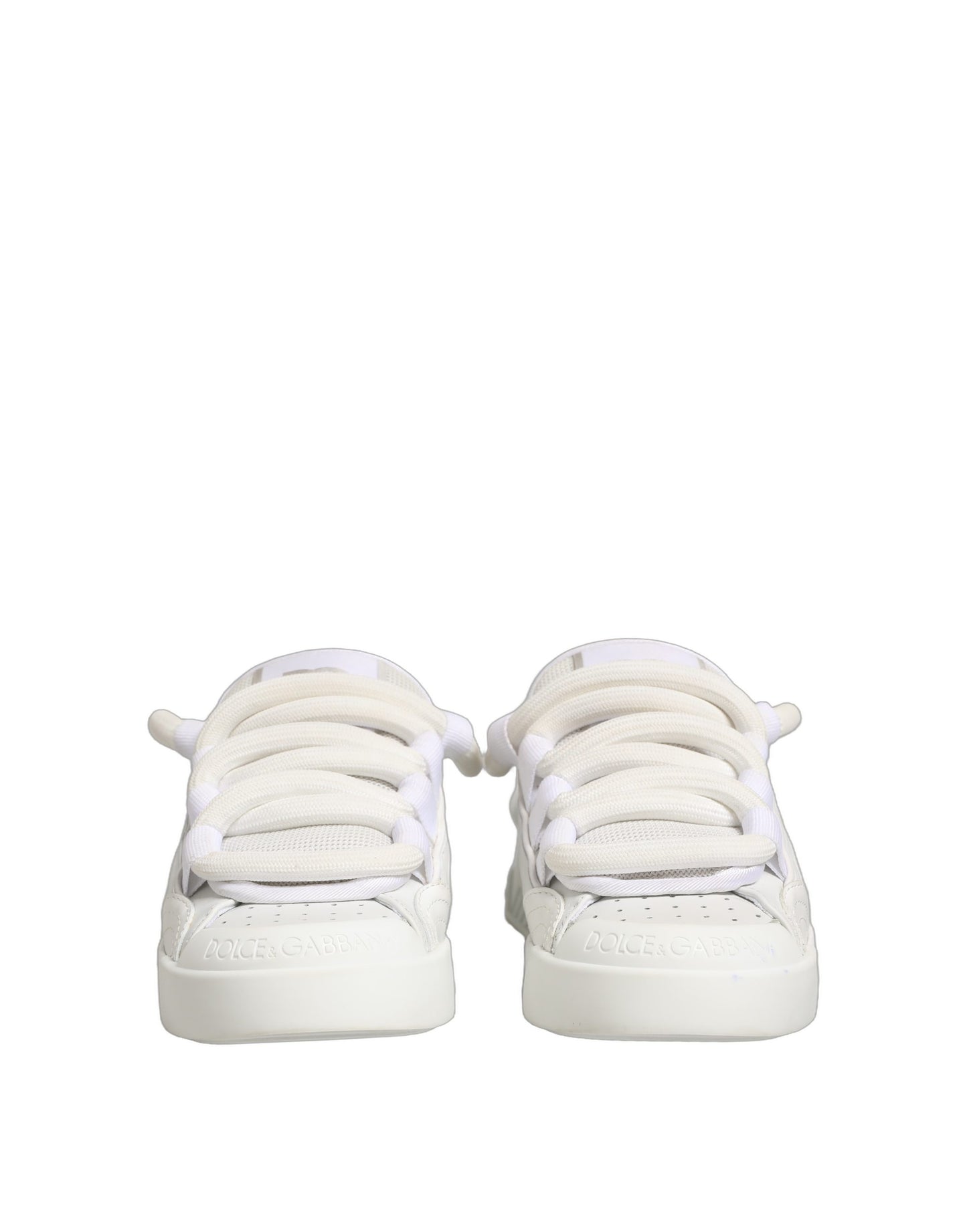 Chaussures Baskets Basses en Cuir de Veau Blanc Dolce & Gabbana