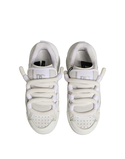 Chaussures Baskets Basses en Cuir de Veau Blanc Dolce & Gabbana