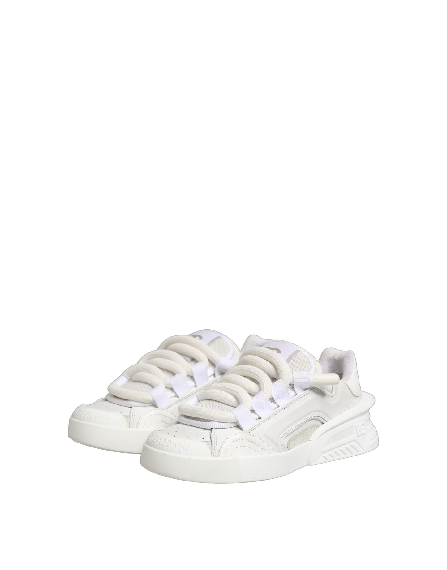 Chaussures Baskets Basses en Cuir de Veau Blanc Dolce & Gabbana