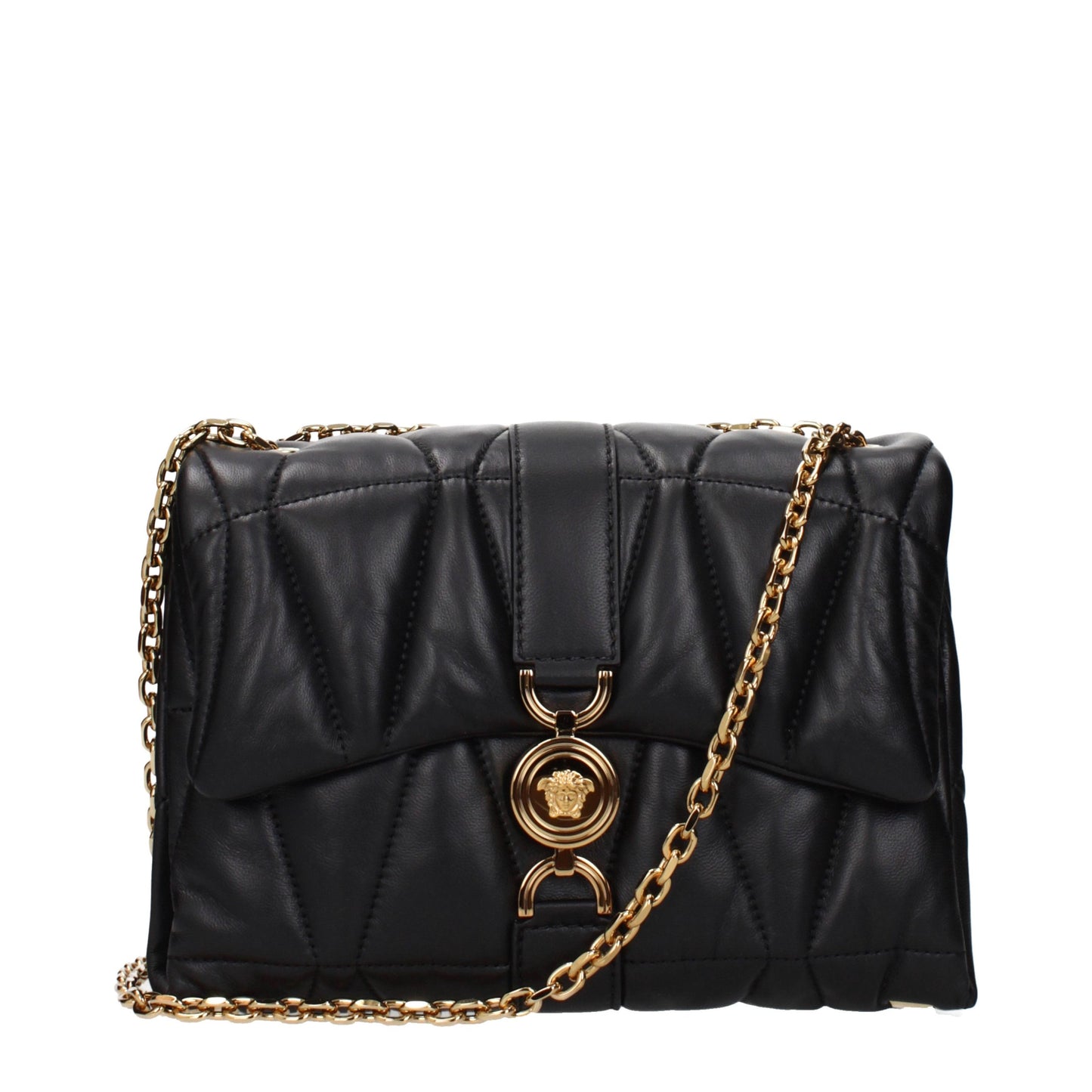 Bolso de hombro Versace de cuero negro