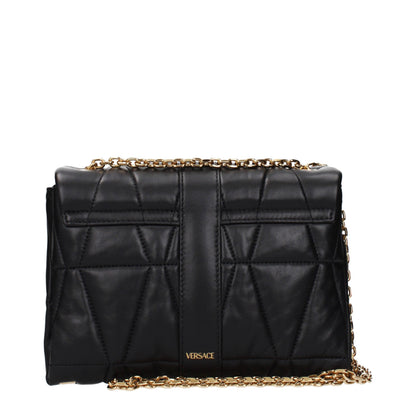Bolso de hombro Versace de cuero negro