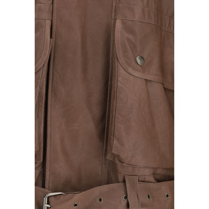 Calvin Klein Brown Lamb Ovis Aries Aries Leather Jacket