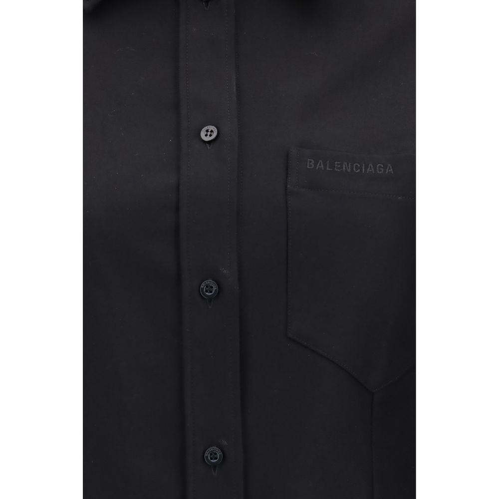 Camisa de algodón negra Balenciaga