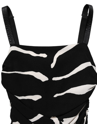 Robe mi-longue Dolce & Gabbana en cady zébré noir et blanc