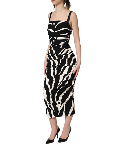 Robe mi-longue Dolce & Gabbana en cady zébré noir et blanc