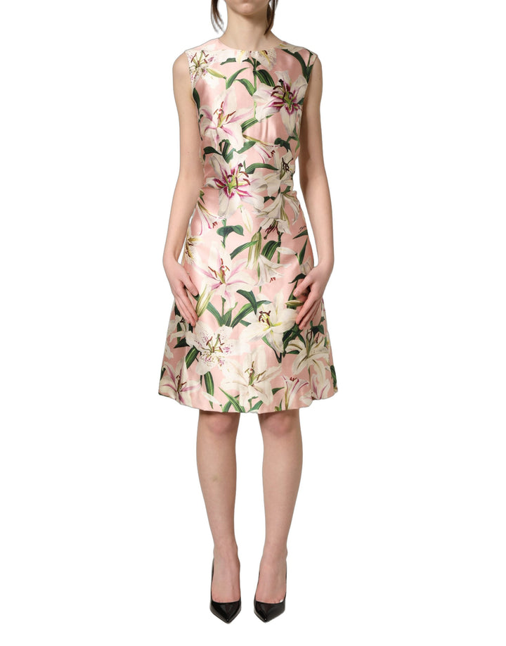 Vestido tubo sin mangas estampado lirios Dolce & Gabbana Light Pink