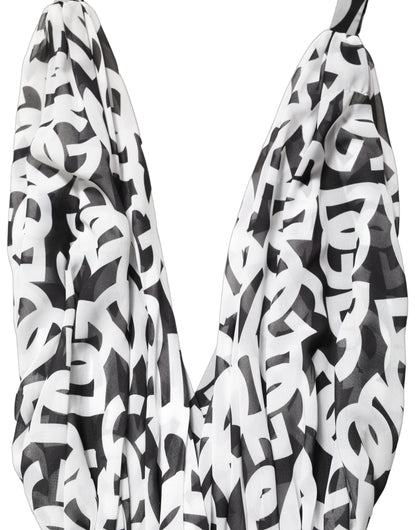 Vestido largo sin mangas Dolce & Gabbana negro con logo blanco