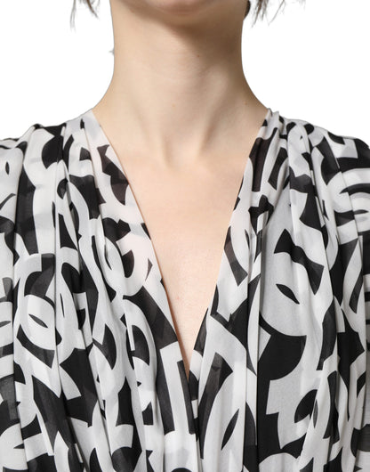 Vestido largo sin mangas Dolce & Gabbana negro con logo blanco