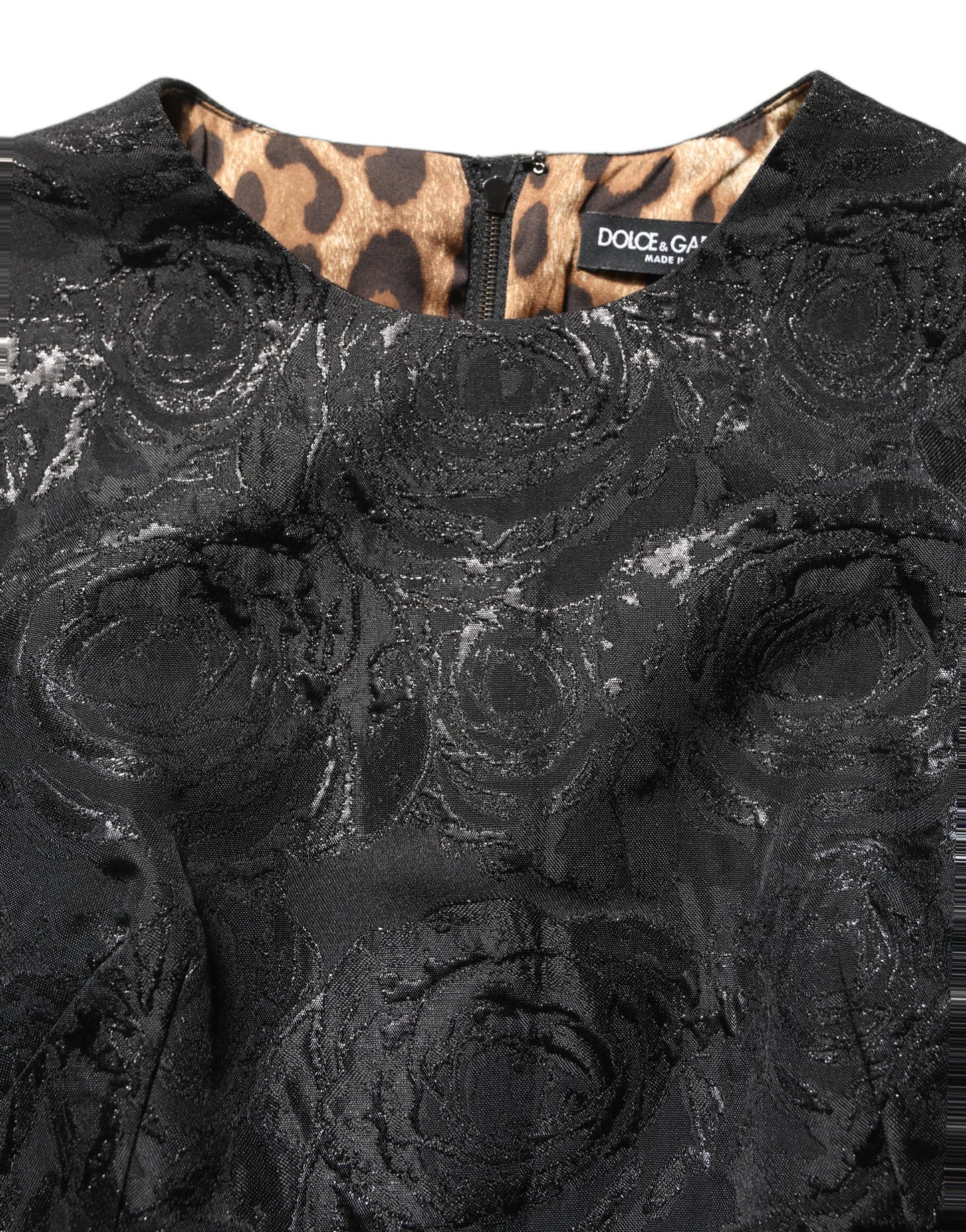 Robe évasée Dolce & Gabbana en jacquard floral noir