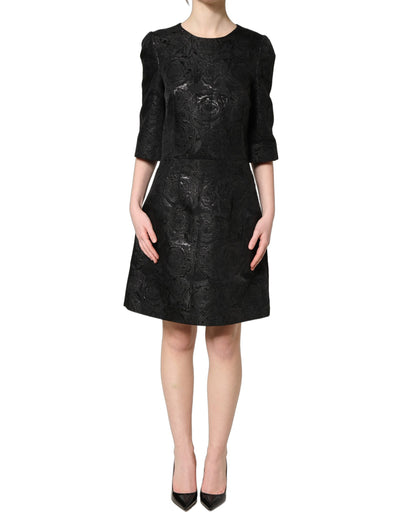 Robe évasée Dolce & Gabbana en jacquard floral noir