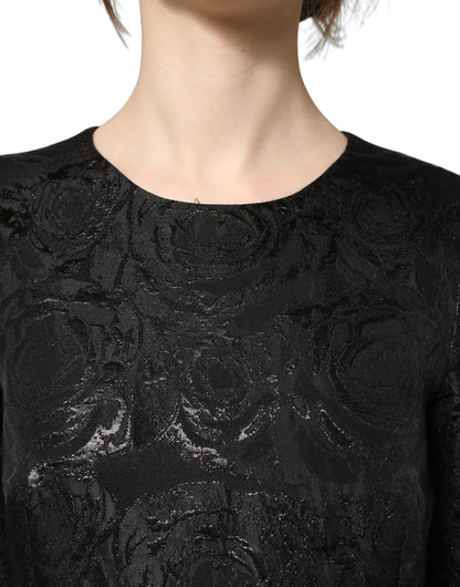 Robe évasée Dolce & Gabbana en jacquard floral noir