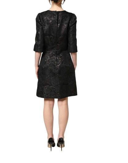 Robe évasée Dolce & Gabbana en jacquard floral noir