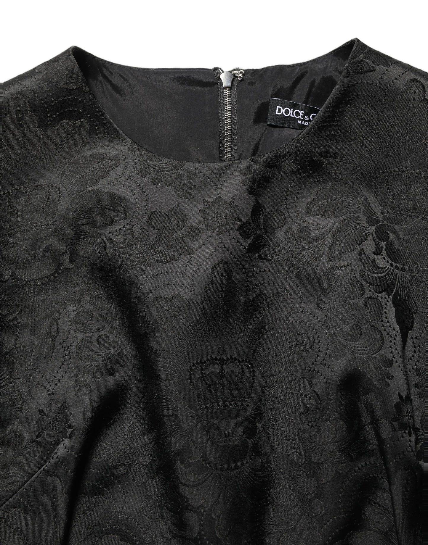Robe trapèze sans manches Dolce & Gabbana en jacquard floral noir