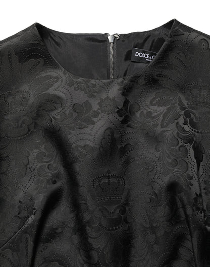 Robe trapèze sans manches Dolce & Gabbana en jacquard floral noir