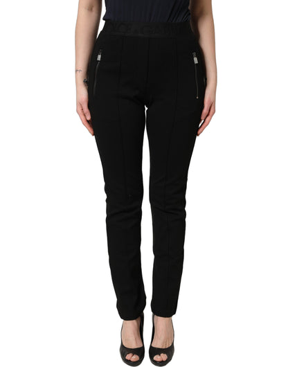 Pantalon slim taille mi-haute Dolce & Gabbana en viscose noire