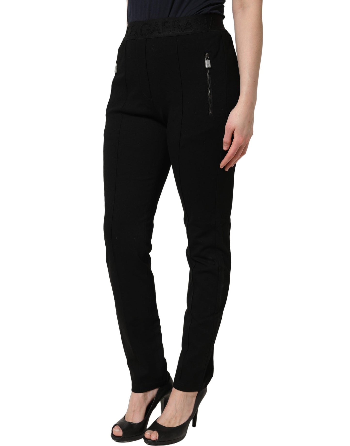 Pantalon slim taille mi-haute Dolce & Gabbana en viscose noire