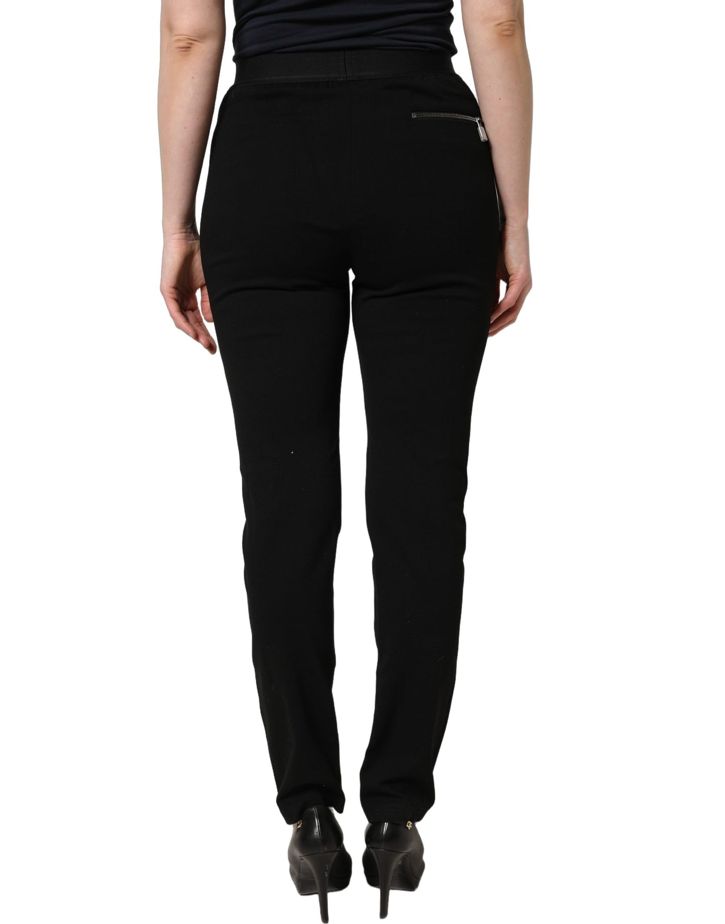 Pantalon slim taille mi-haute Dolce & Gabbana en viscose noire