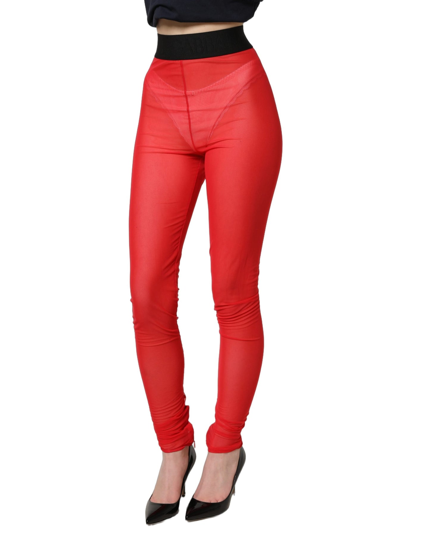 Pantalon Legging Slim Dolce & Gabbana en Nylon Stretch Rouge