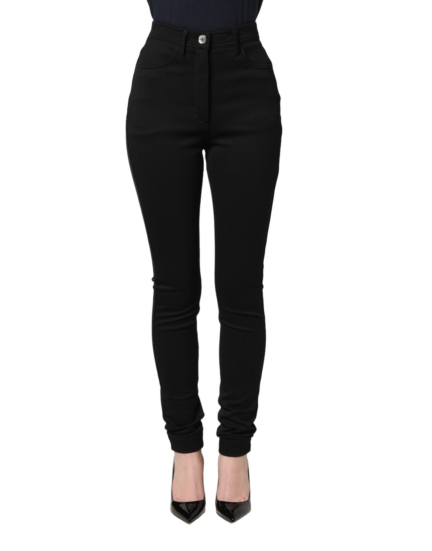 Pantalon moulant taille haute Dolce & Gabbana en nylon stretch noir