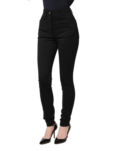 Pantalon moulant taille haute Dolce & Gabbana en nylon stretch noir