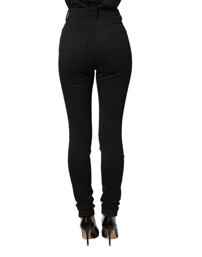 Pantalon moulant taille haute Dolce & Gabbana en nylon stretch noir