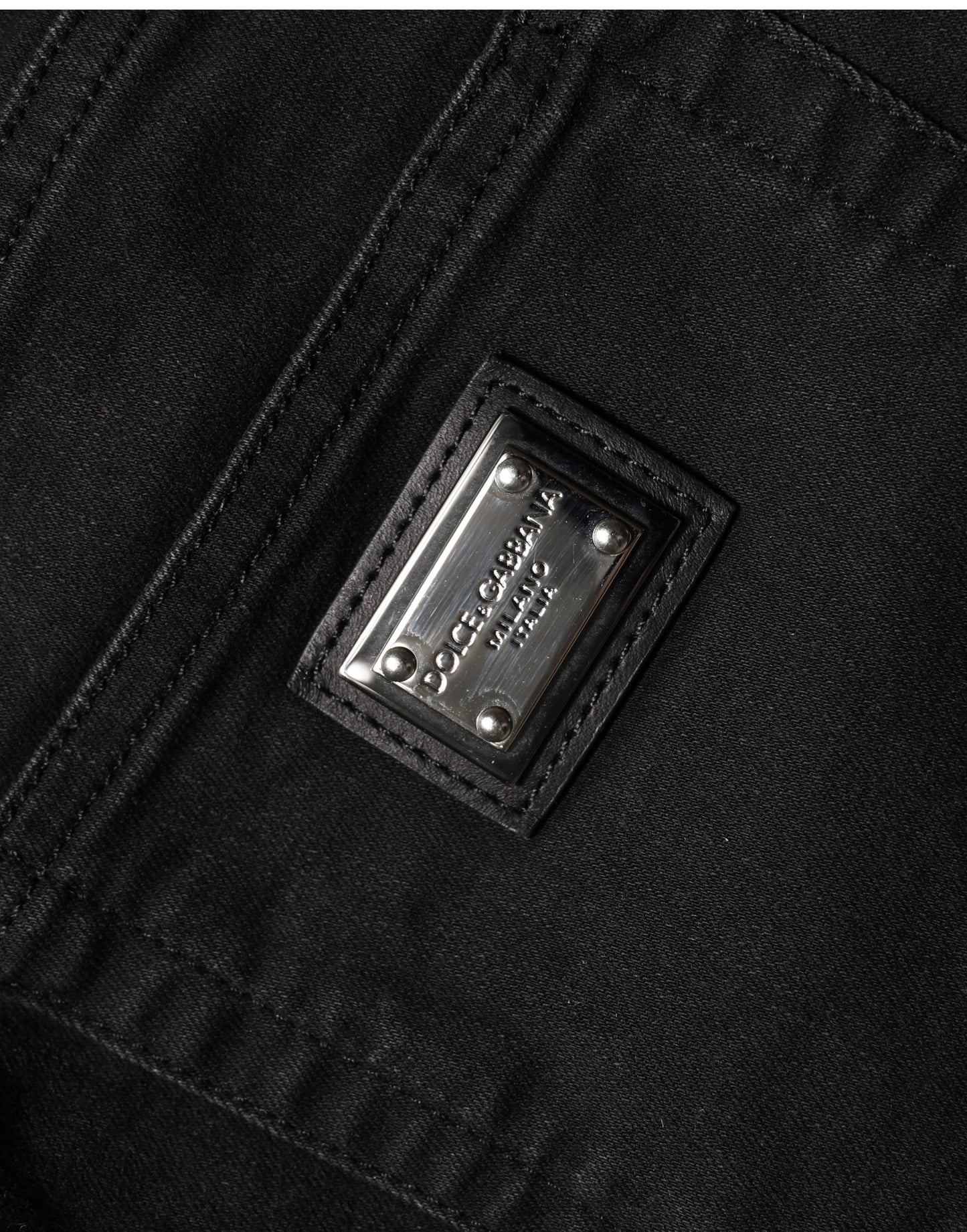 Jeans de mezclilla Dolce & Gabbana negros, de algodón, ajustados y de tiro alto