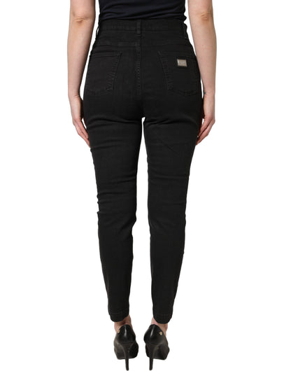 Jeans de mezclilla Dolce & Gabbana negros, de algodón, ajustados y de tiro alto