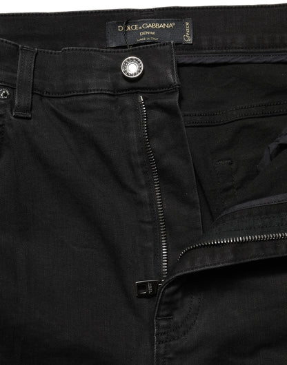 Jeans de mezclilla Dolce & Gabbana negros, de algodón, ajustados y de tiro alto