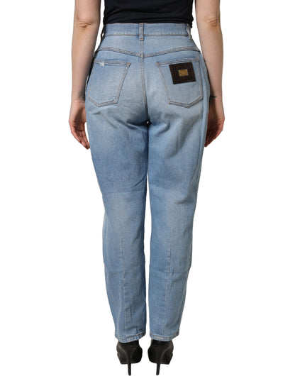 Jean en denim de coton plissé et vieilli bleu Dolce & Gabbana
