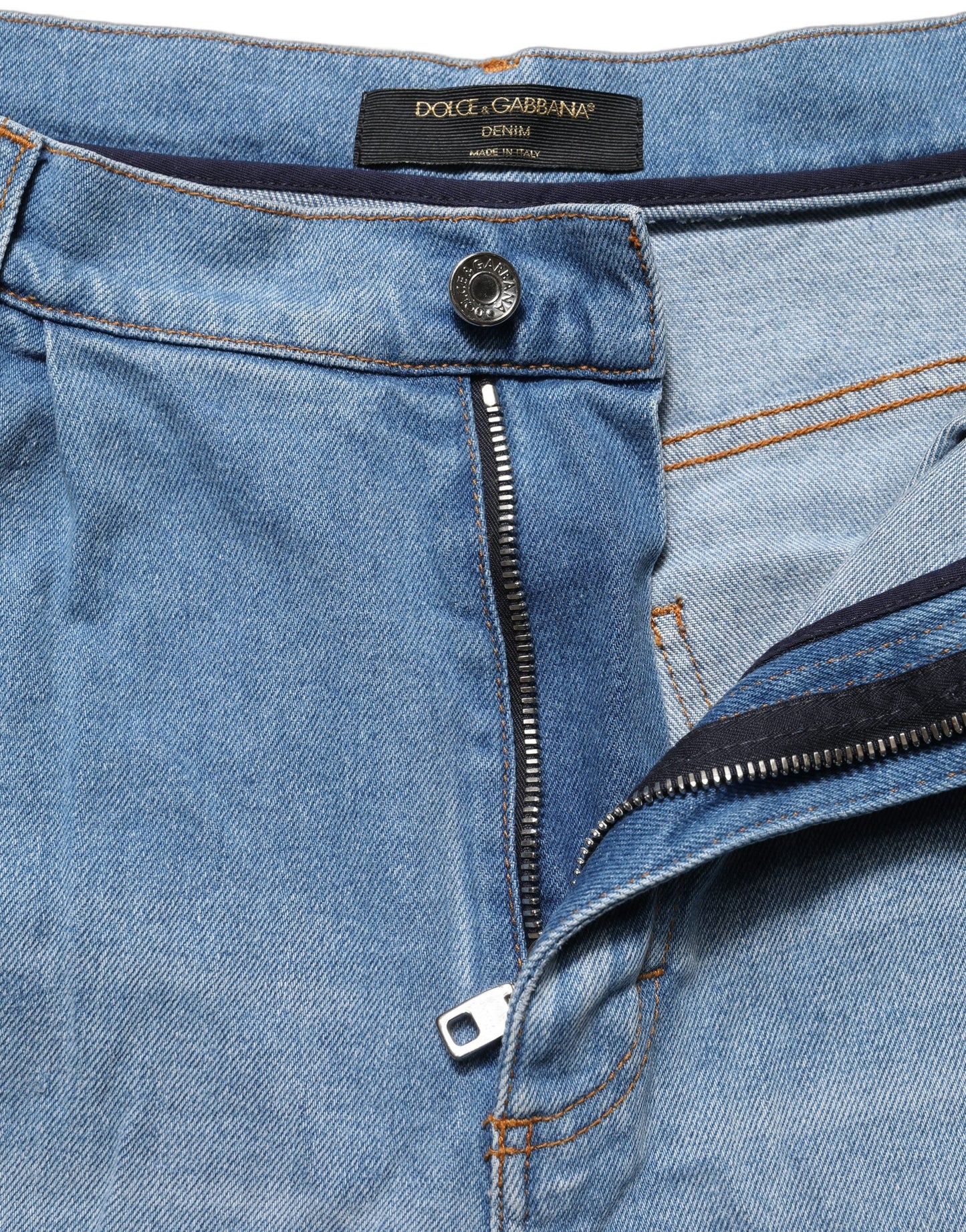 Jean en denim de coton plissé et vieilli bleu Dolce & Gabbana