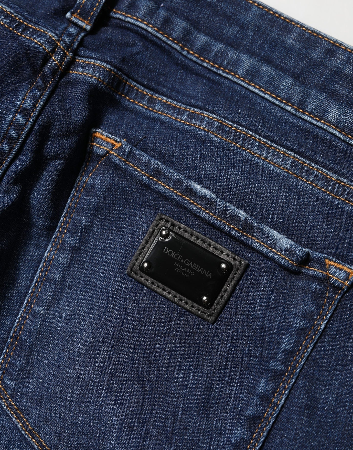 Vaqueros pitillo de algodón desgastados azules Dolce & Gabbana