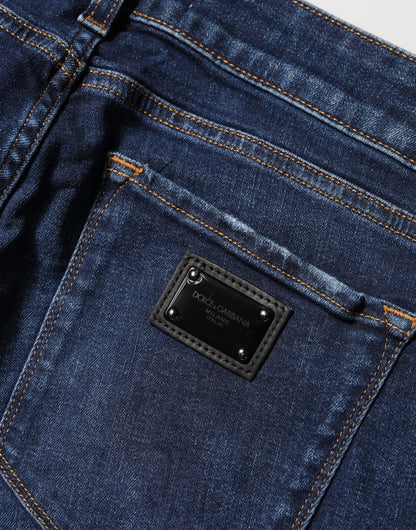 Vaqueros pitillo de algodón desgastados azules Dolce & Gabbana