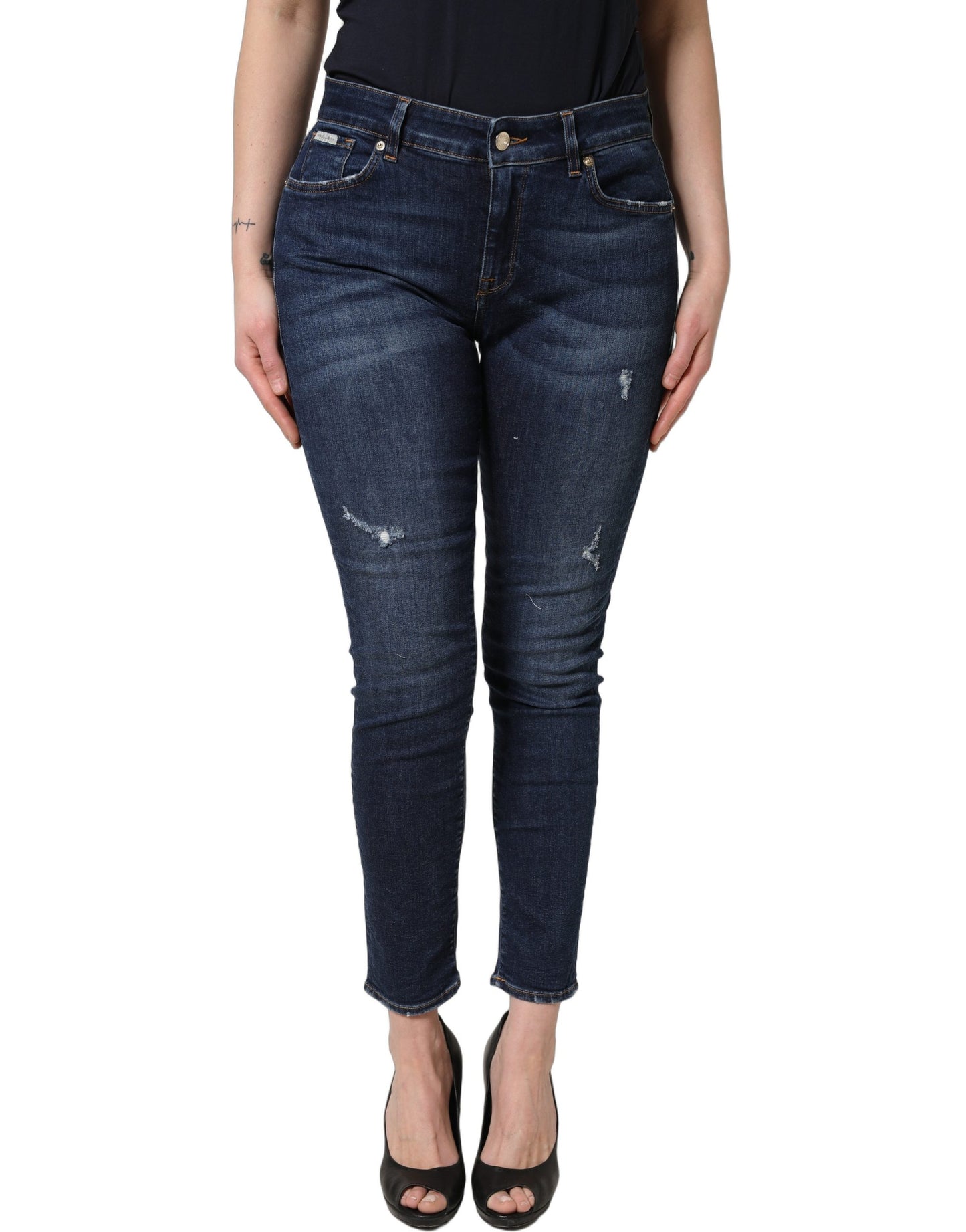 Vaqueros pitillo de algodón desgastados azules Dolce & Gabbana