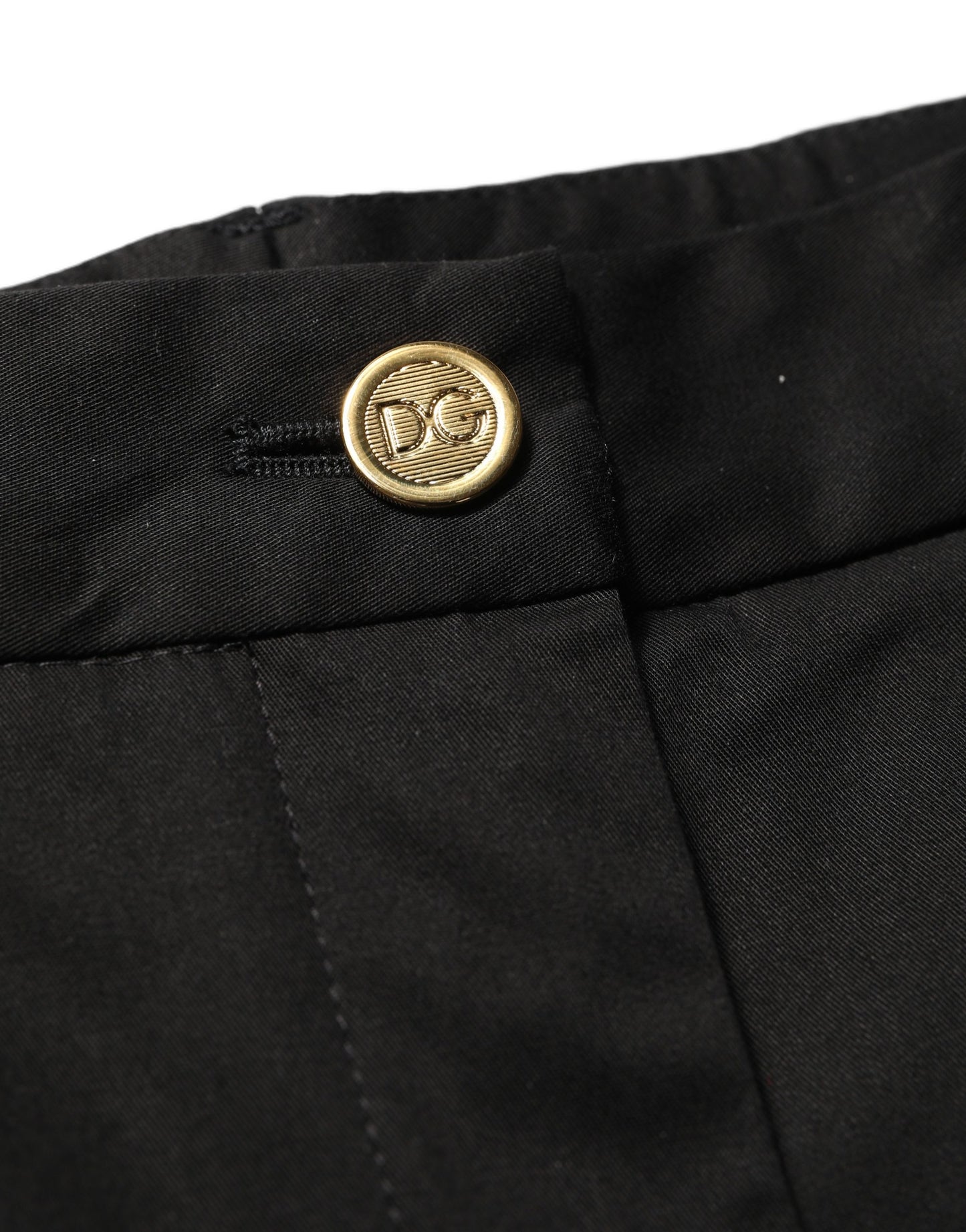 Dolce & Gabbana Pantalones de Vestir de Algodón Negros de Pierna Cónica